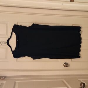 Black scallop v neck dress